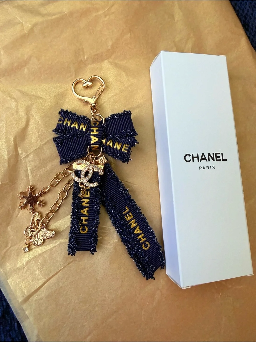 CHANEL Keychain Bag Charm VIP Gift Charm Ribbon, Butterfly & Snowflake NIB